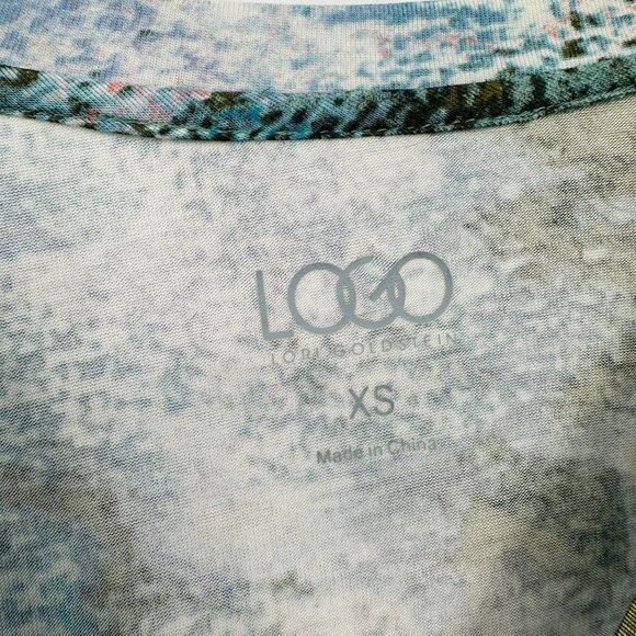 LOGO Lori Goldstein Size XS Green & Blue Long Sleeve Pocket Tunic Top - Picture 6 of 7